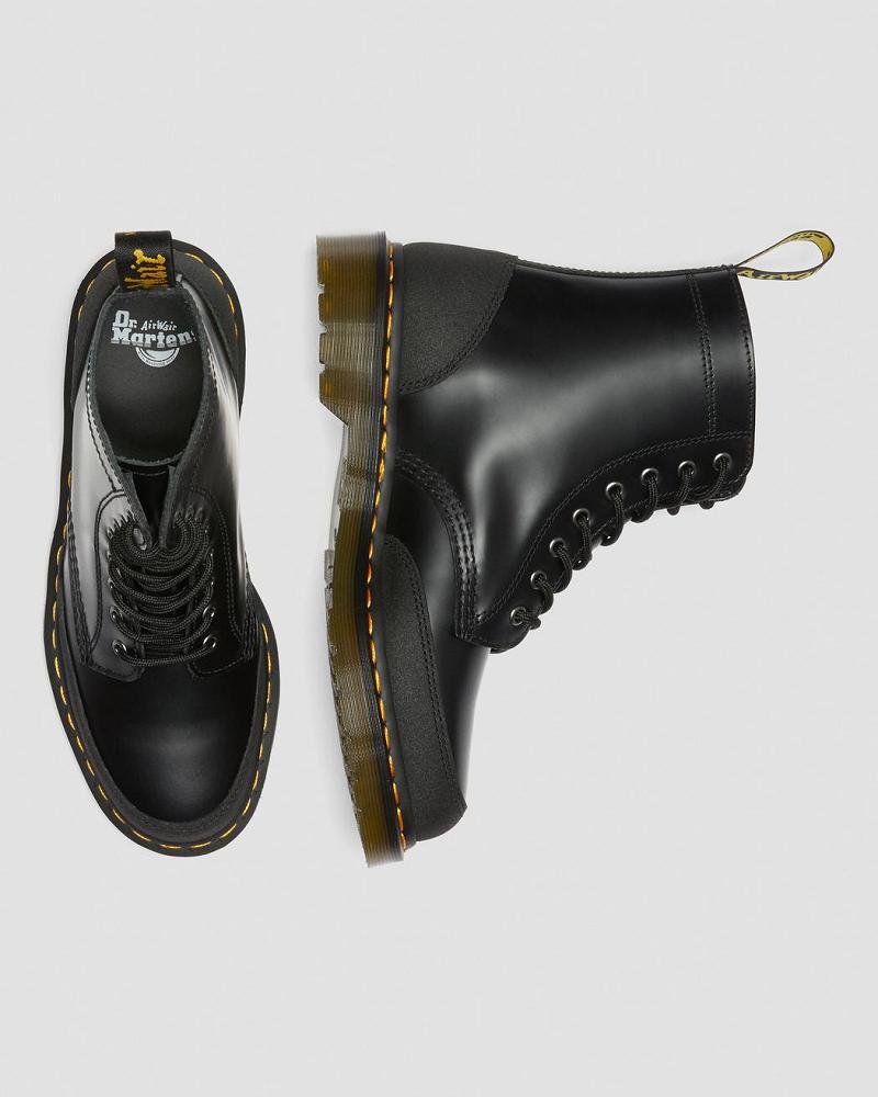 Dr Martens 1460 Guard Panel Læder Snørestøvler Dame Sort | DK 164TCE